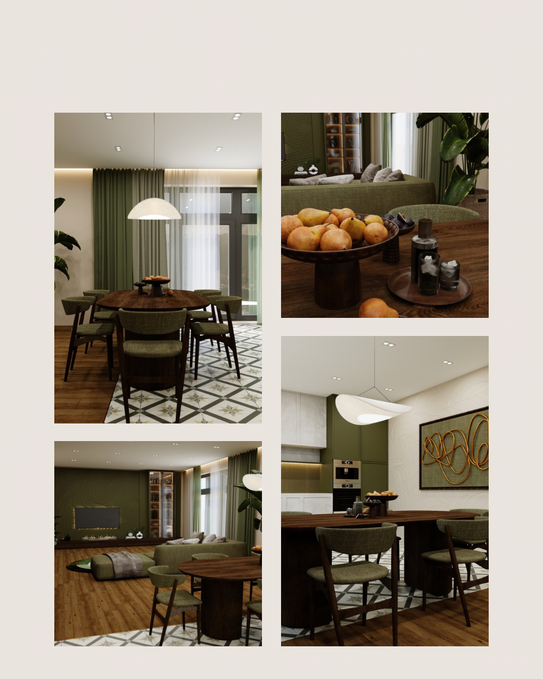 Візуалізація кухні вітальні з акцентним кольором-9