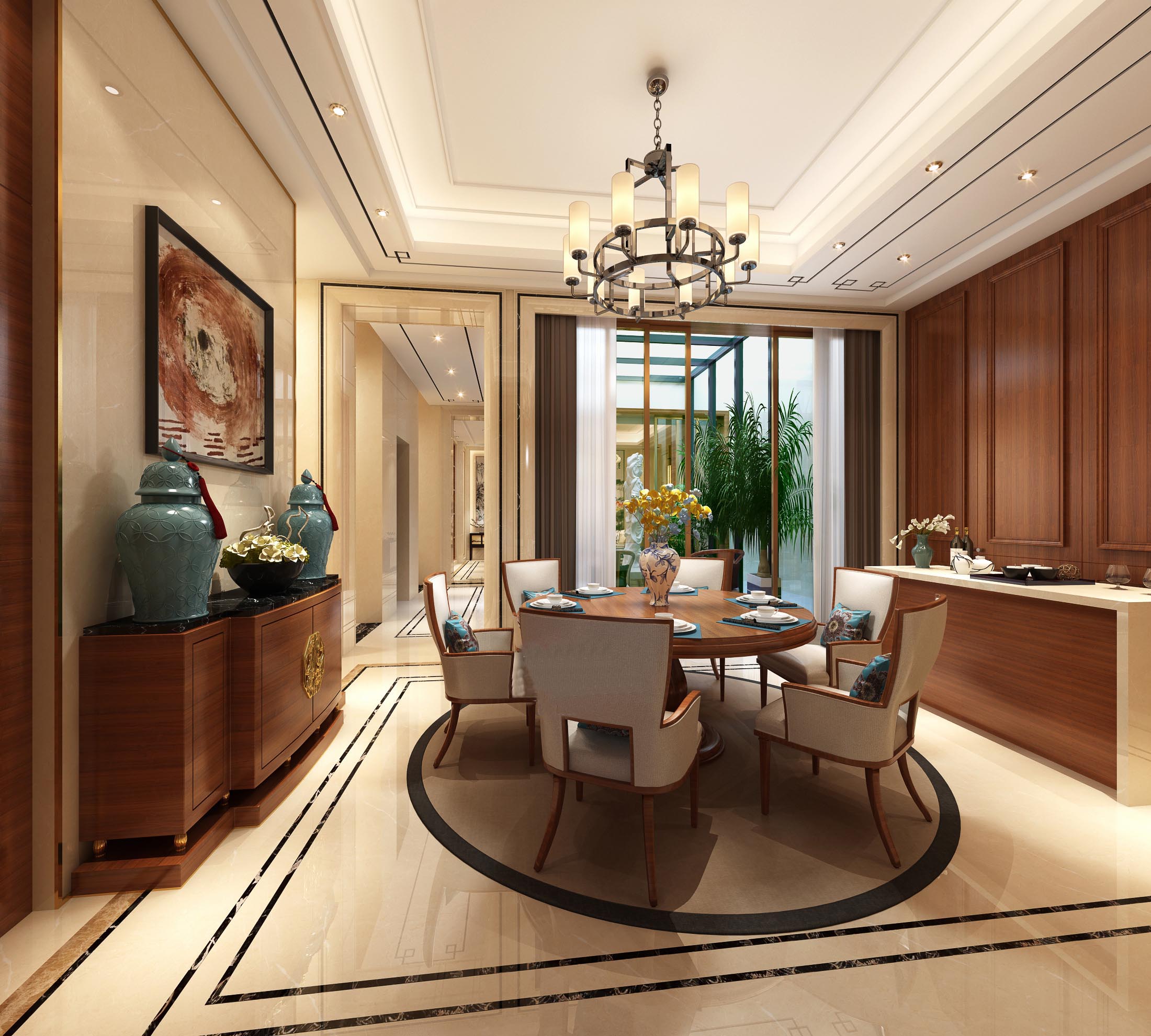 新中式 中式古典 奢华家装别墅样板房-17-19