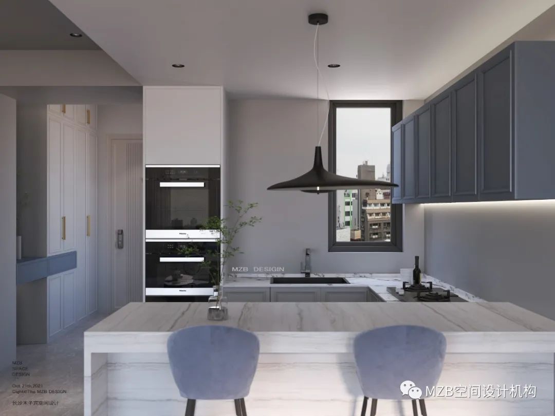 蓝色治愈空间 · 现代轻奢风格的建发央著项目丨MZB 空间设计机构-23