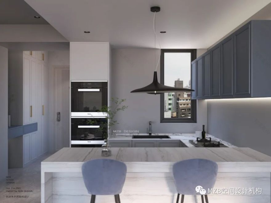 蓝色治愈空间 · 现代轻奢风格的建发央著项目丨MZB 空间设计机构-23