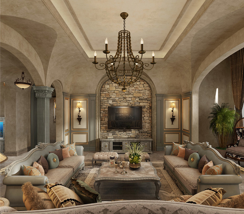 别墅欧式风格室内装修设计案例效果图2-7