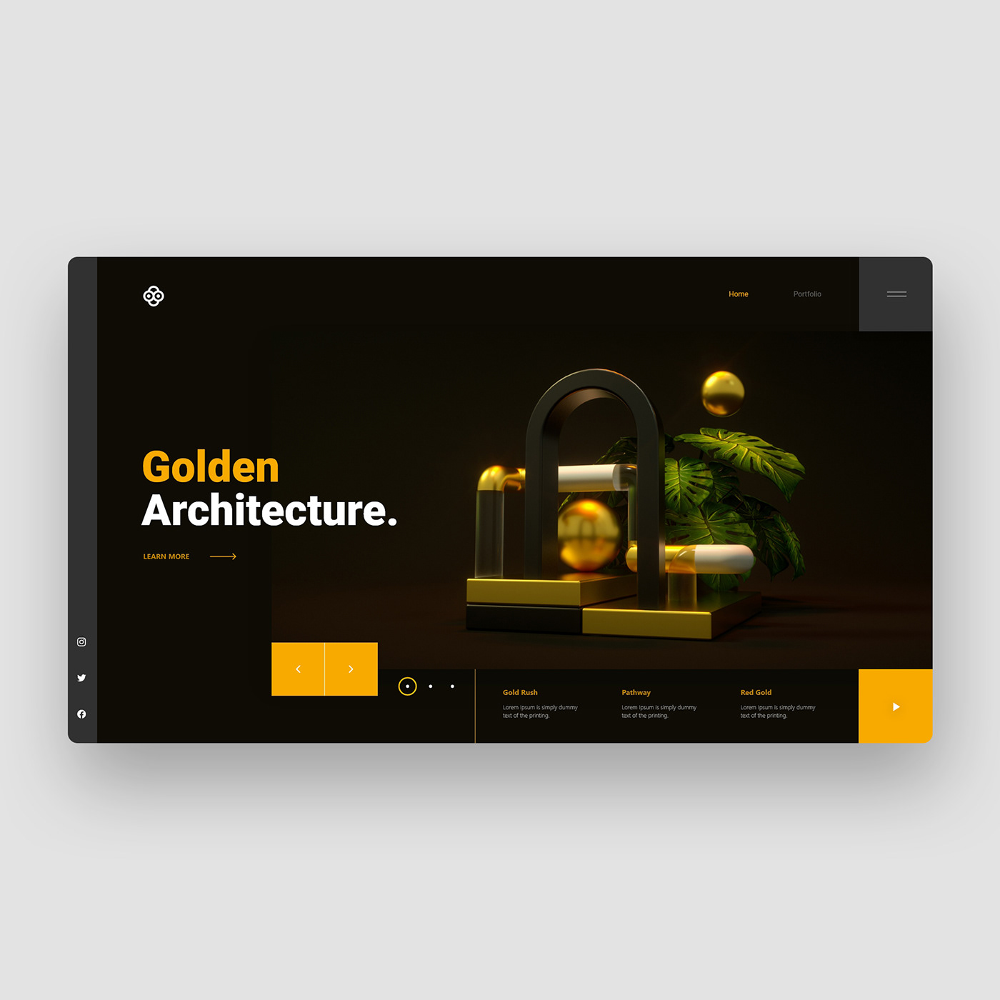 三维渲染的抽象建筑网页概念设计-4