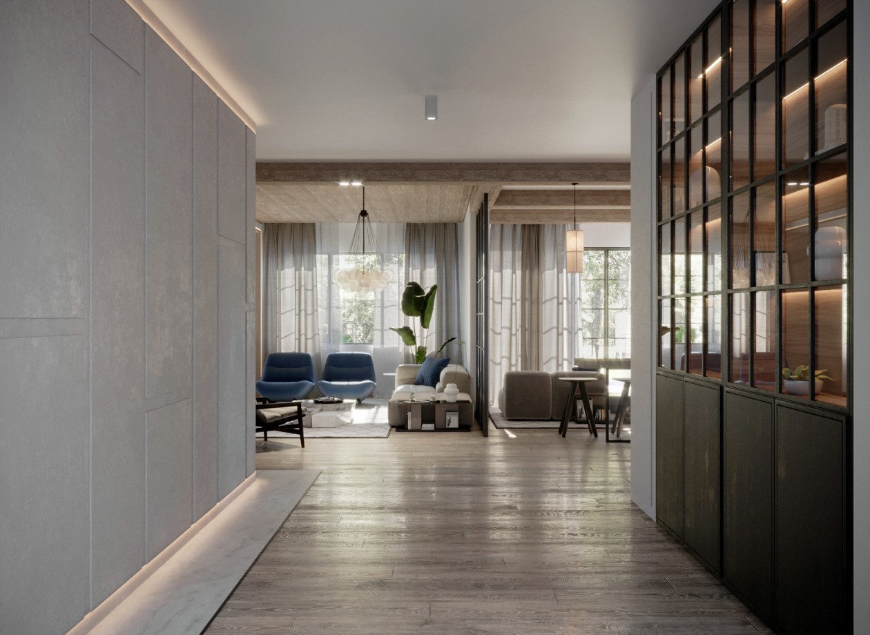 350㎡木与白，自然元素的温润质感-1