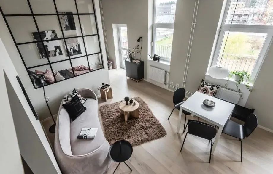 瑞典 40㎡中性风公寓，黑白灰++ 香芋紫，打造温柔独立空间-12