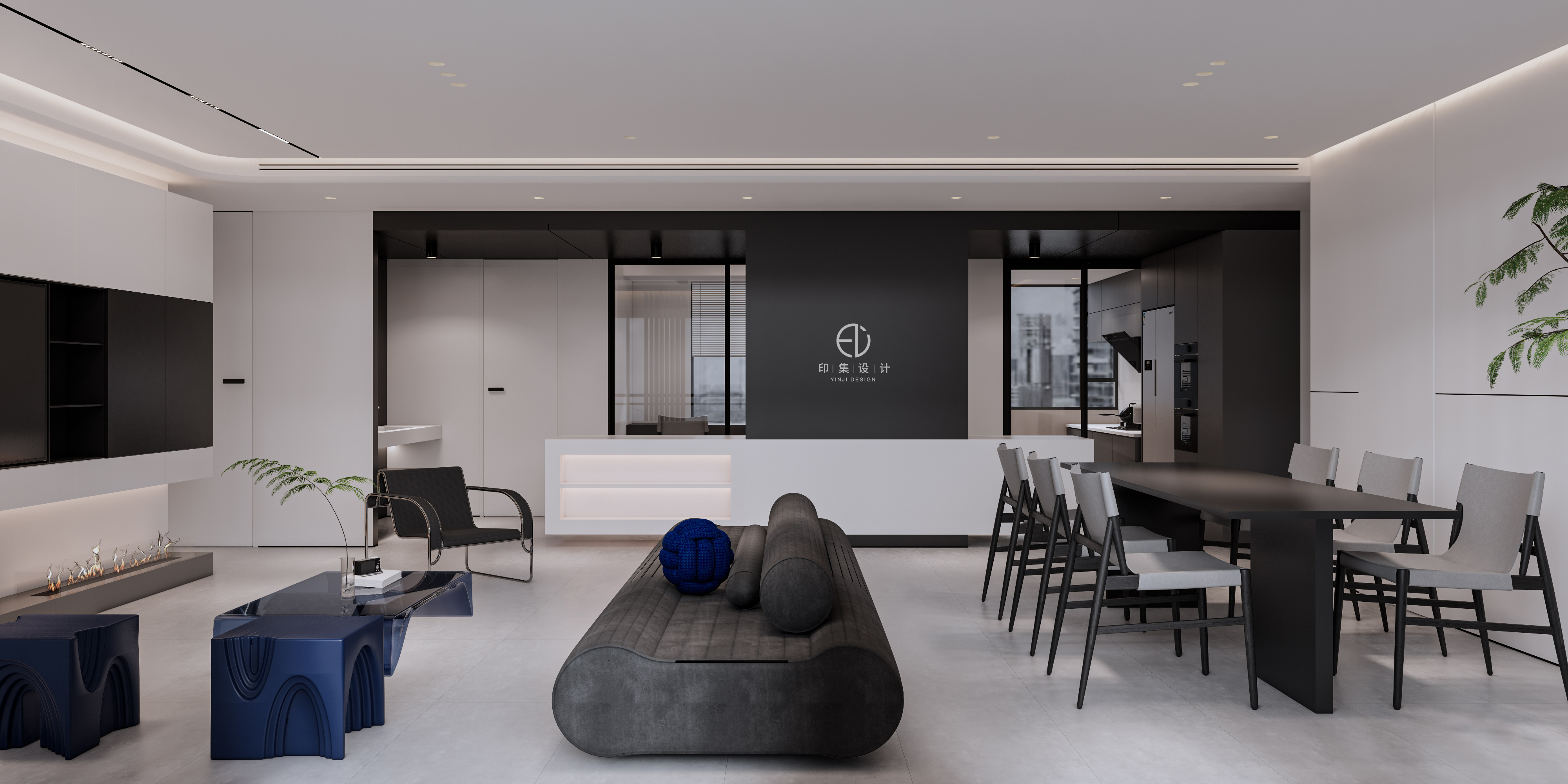 160㎡ 极简黑白灰，凡而不俗，构筑自由-2