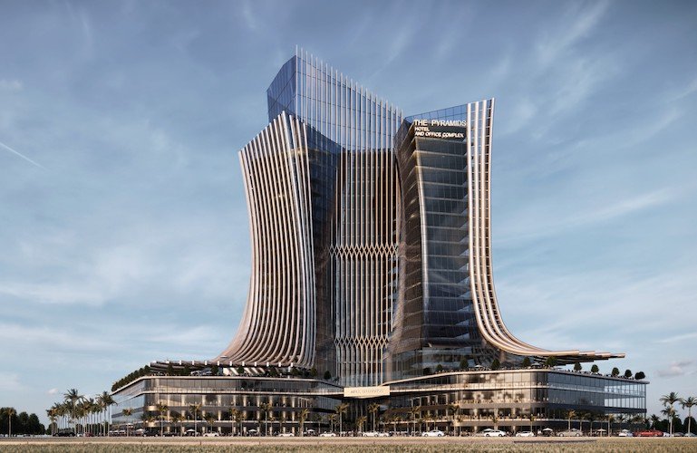 金字塔塔（注：Pyramids Tower这种表达可能不太符合常见的命名逻辑，Pyramids是金字塔的复数形式，Tower是塔，这样的组合可能是特定场所的名称，若有更明确的背景信息，翻译可能会更精准） 丨埃及-5