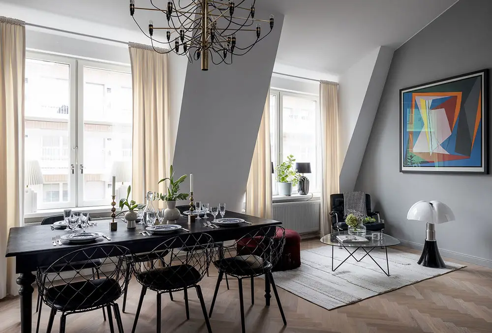 30 年代瑞典建筑中的温馨灰色家庭复式公寓-8