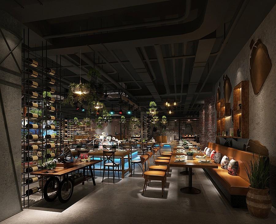 
钢木复古工业自然风格餐厅装修案例 -3