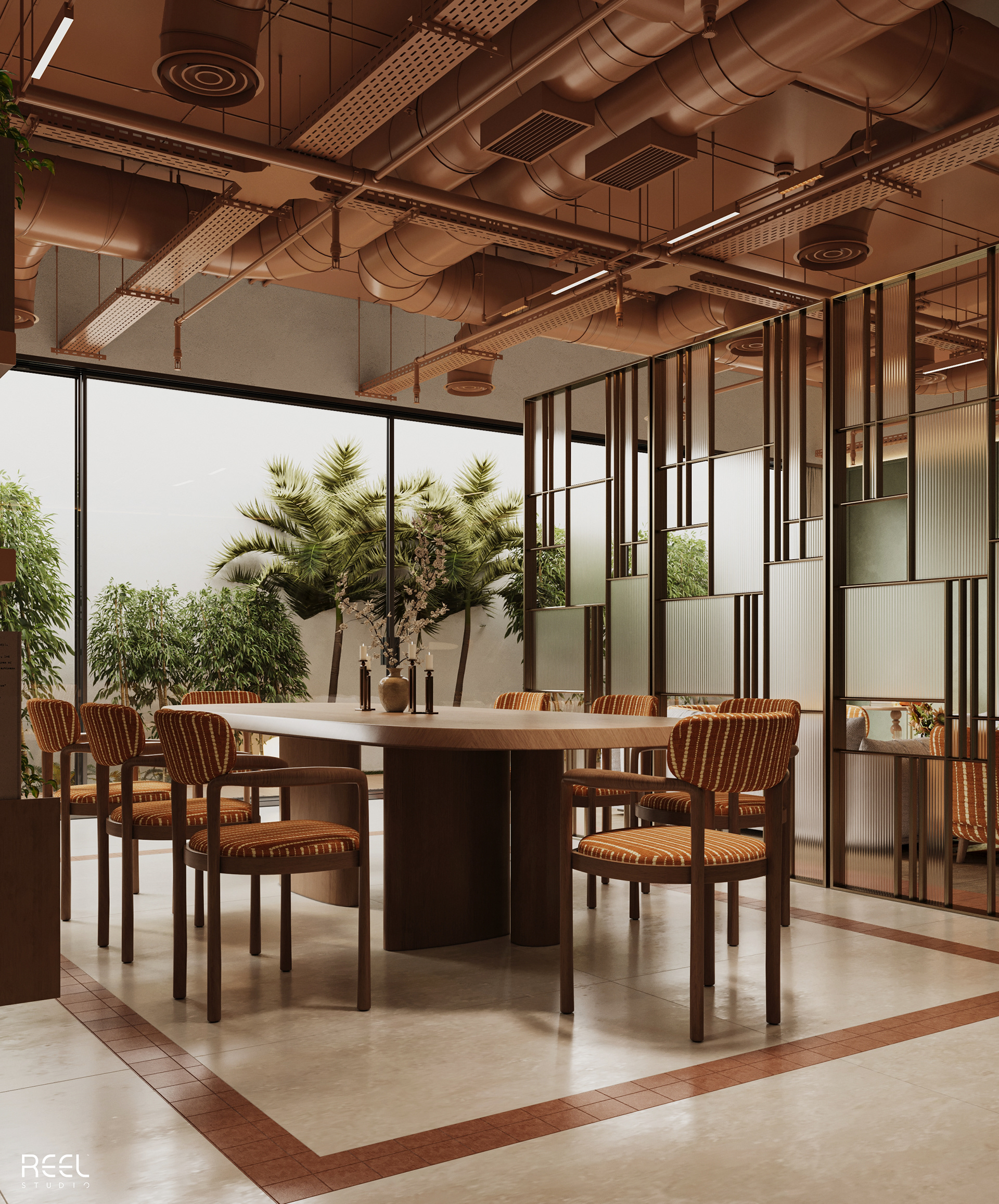 Mid-century Living Room With Workspace-10