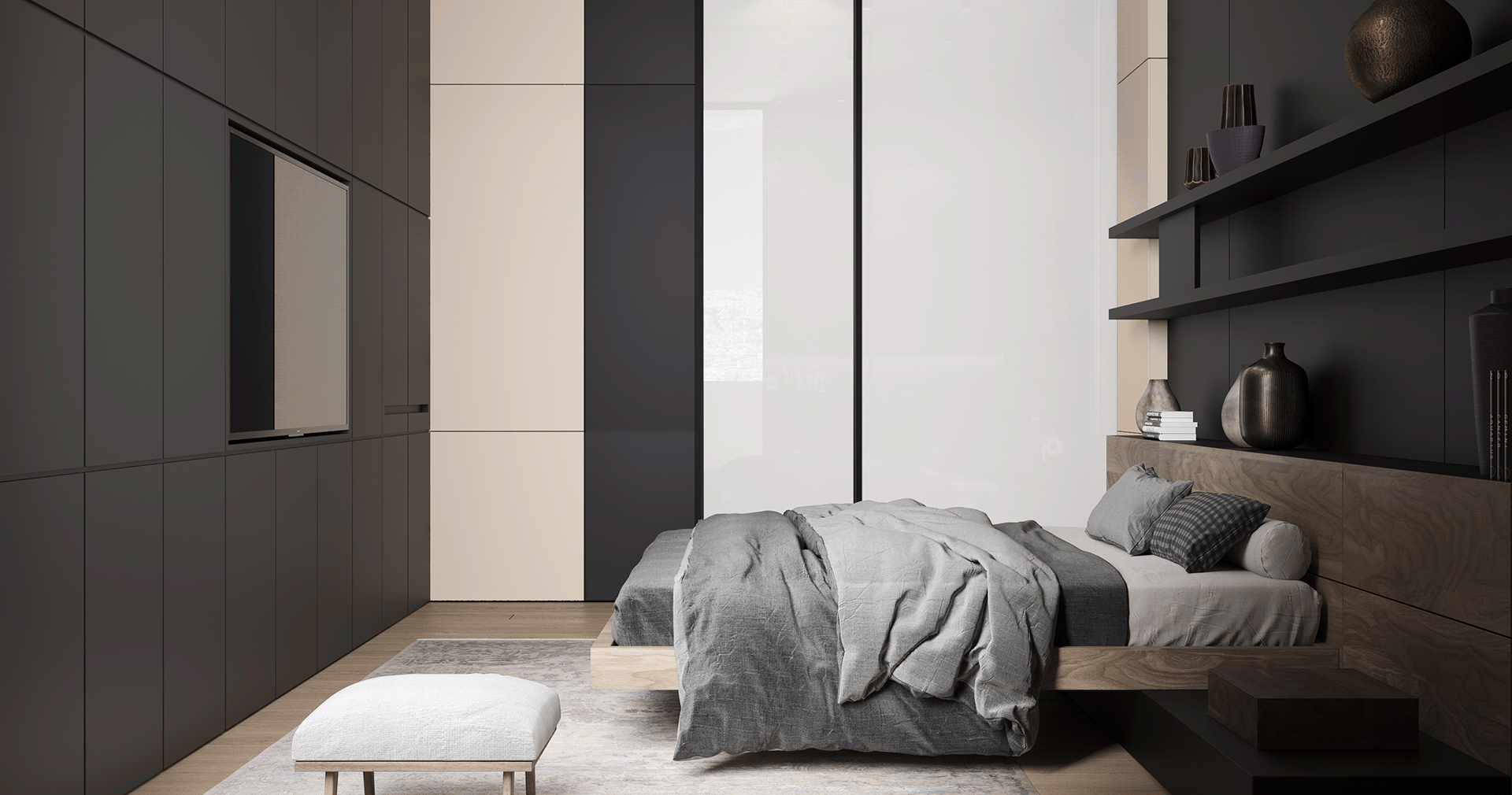 乌克兰知名设计工作室 Sergey Makhno 打造胡桃木高级灰极简空间-16