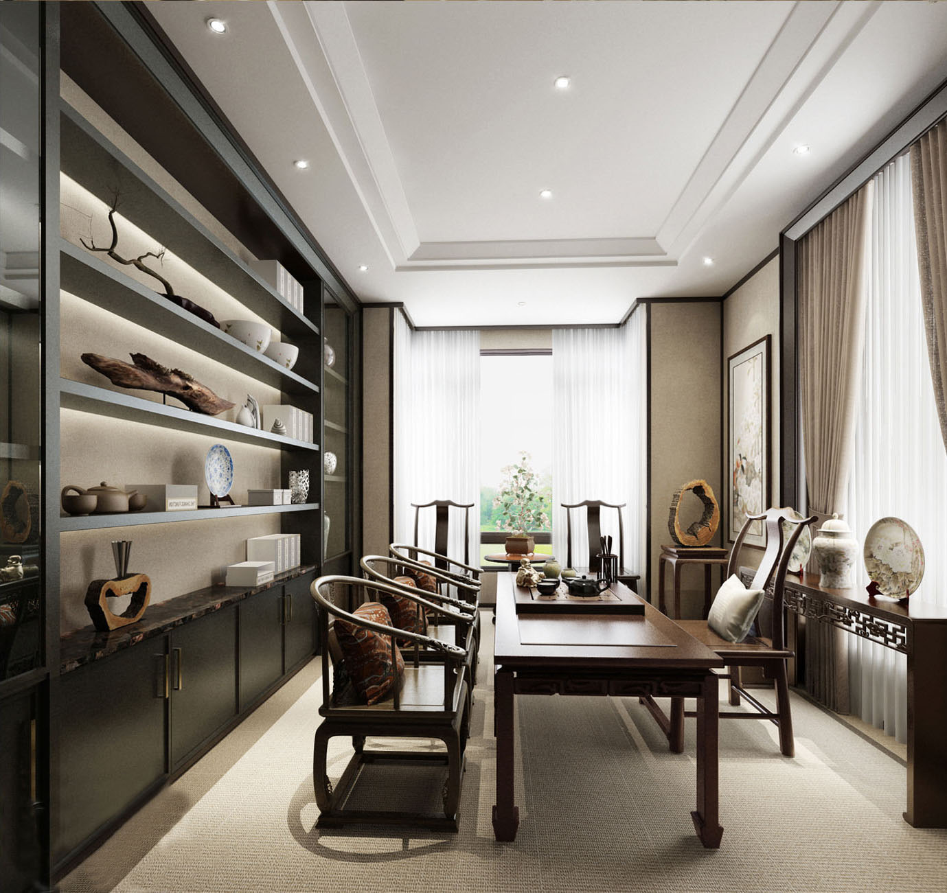 新中式 中式古典 奢华家装别墅样板房-18-9