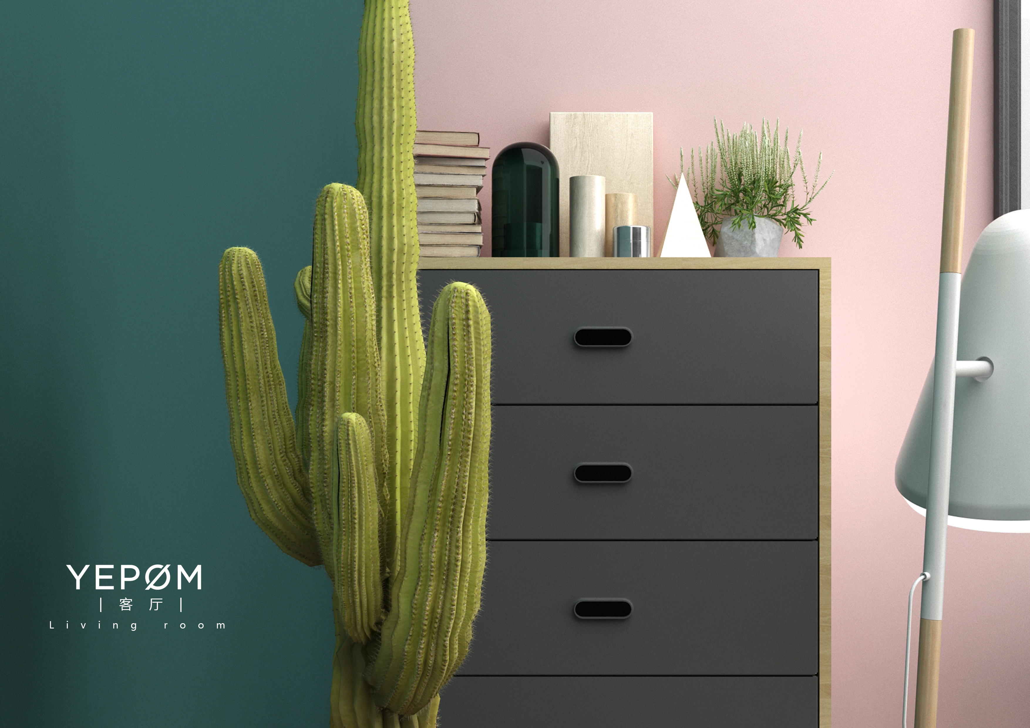 梦幻色彩 | 橘粉森林绿室内软装设计-17