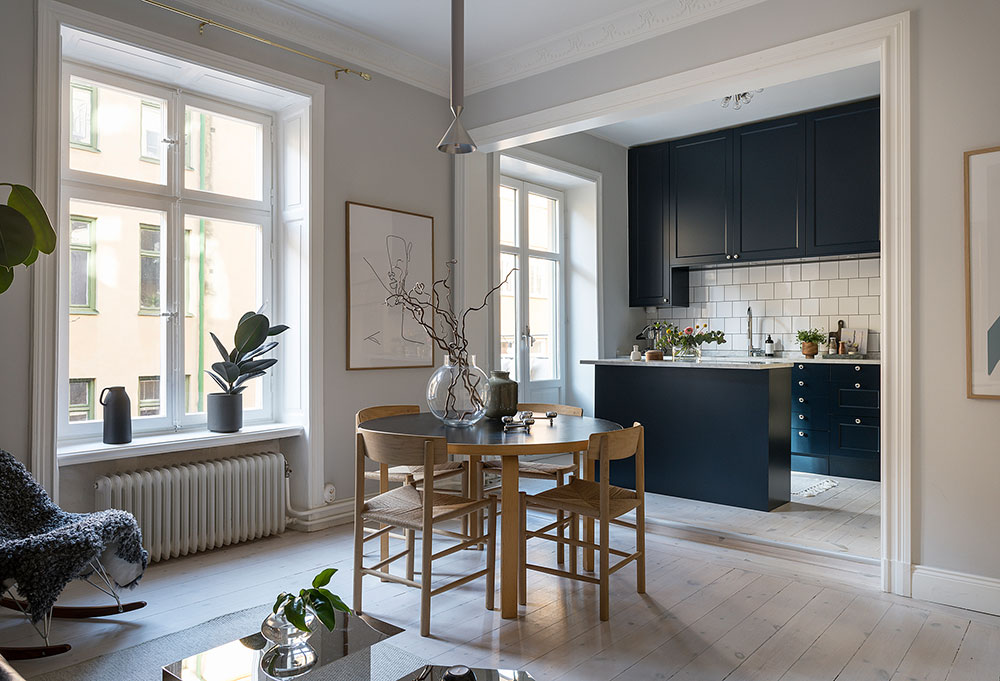 斯德哥尔摩 61 平米深蓝公寓 | 优雅的北欧小窝-2