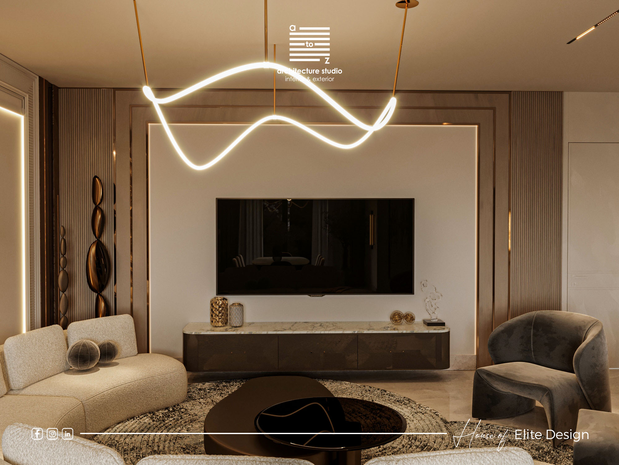 你提供的Lu·ury可能有误，推测正确的词是Luxury ，那么Luxury Modern Reception的翻译是奢华现代接待处 丨EgyptCairo丨A2Z Architects-11