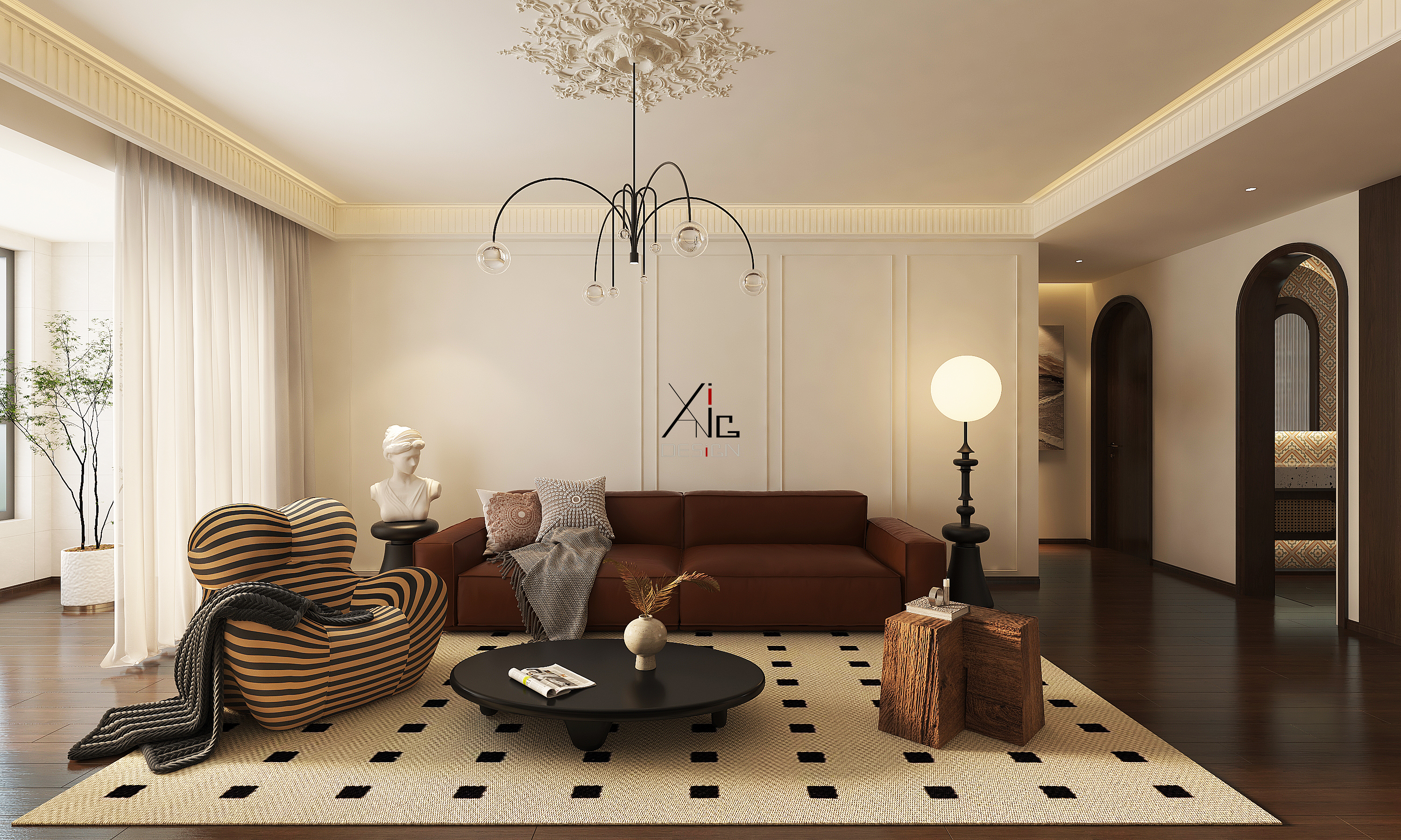 法式复古风格平层丨中国石家庄丨枍昂空间设计-10