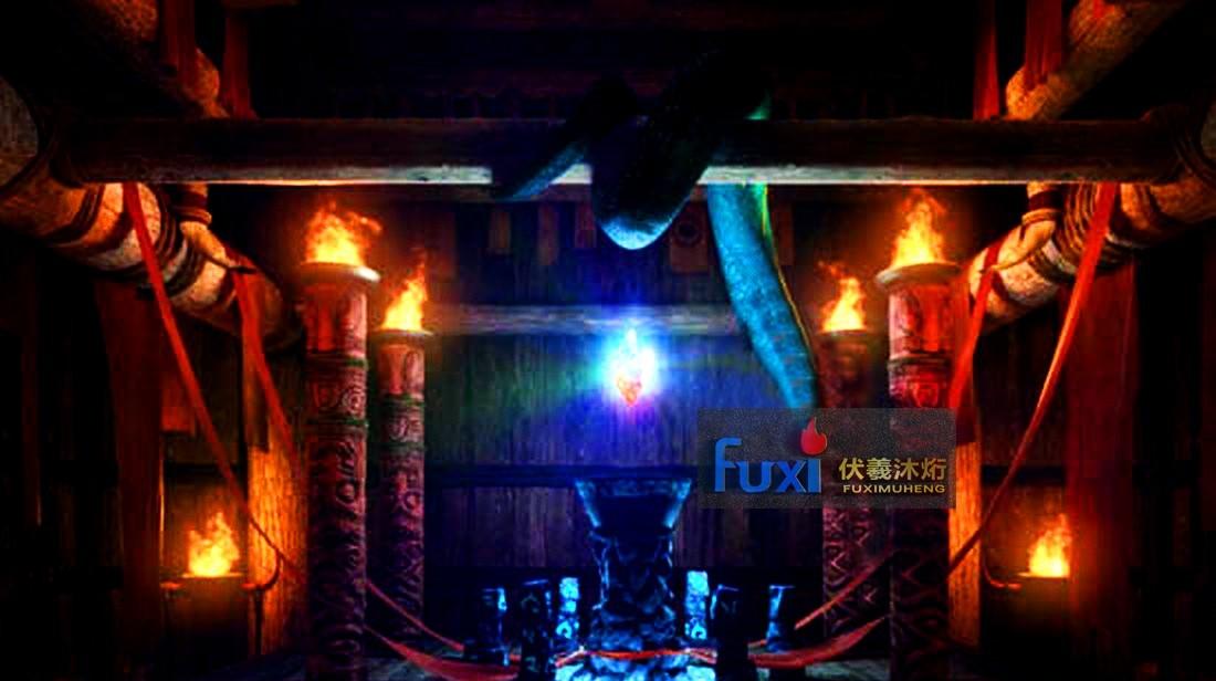 VR 全景舞台表演，3D 电子伏羲壁炉模拟火焰灯成焦点-0