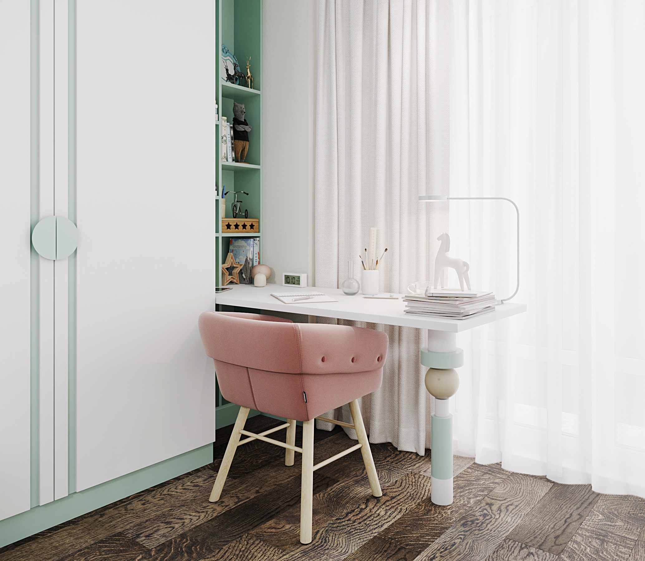 Визуализация детской спальни с балконом-2