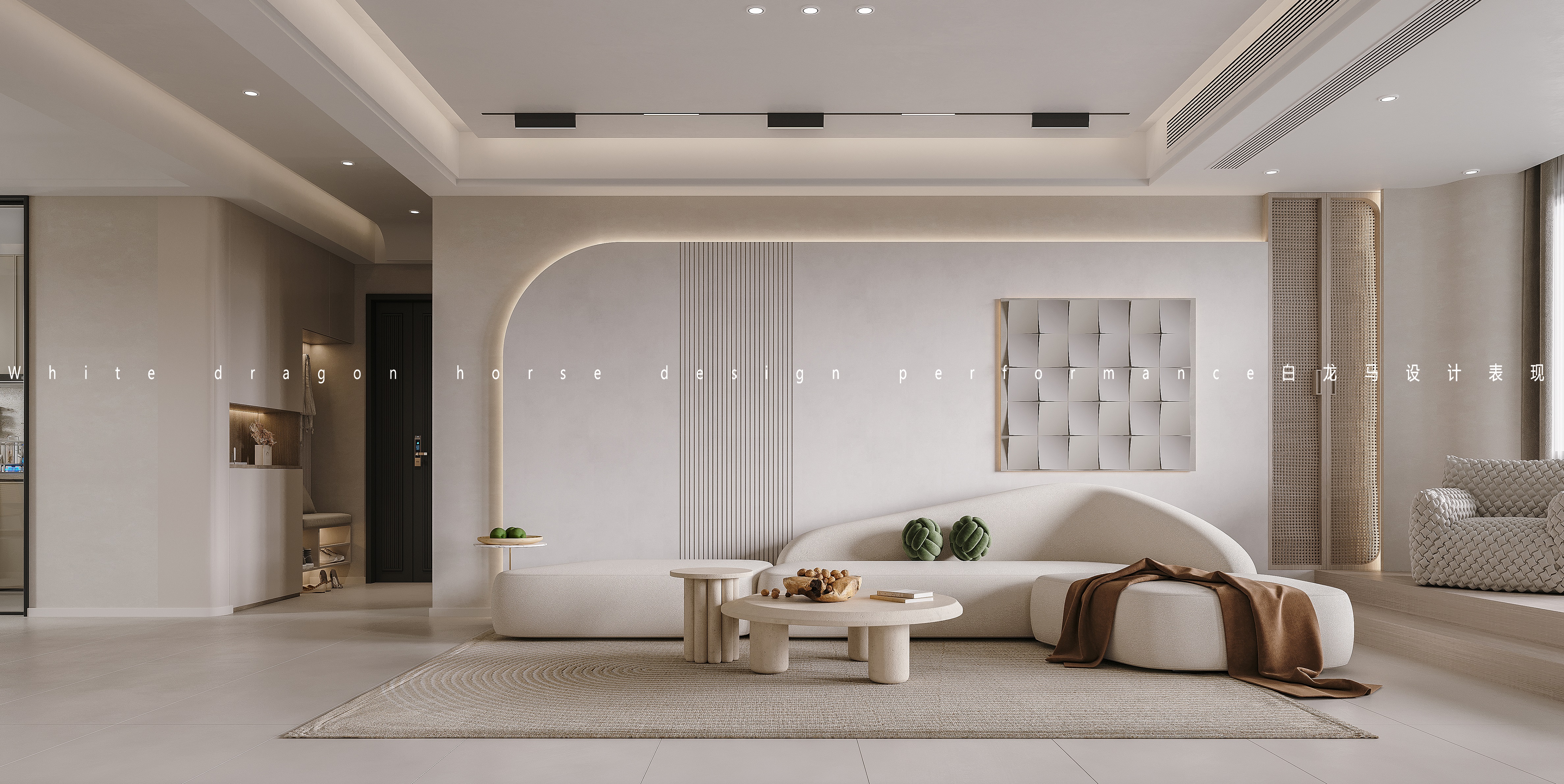 奶油风极简家装设计——白龙马效果图-1