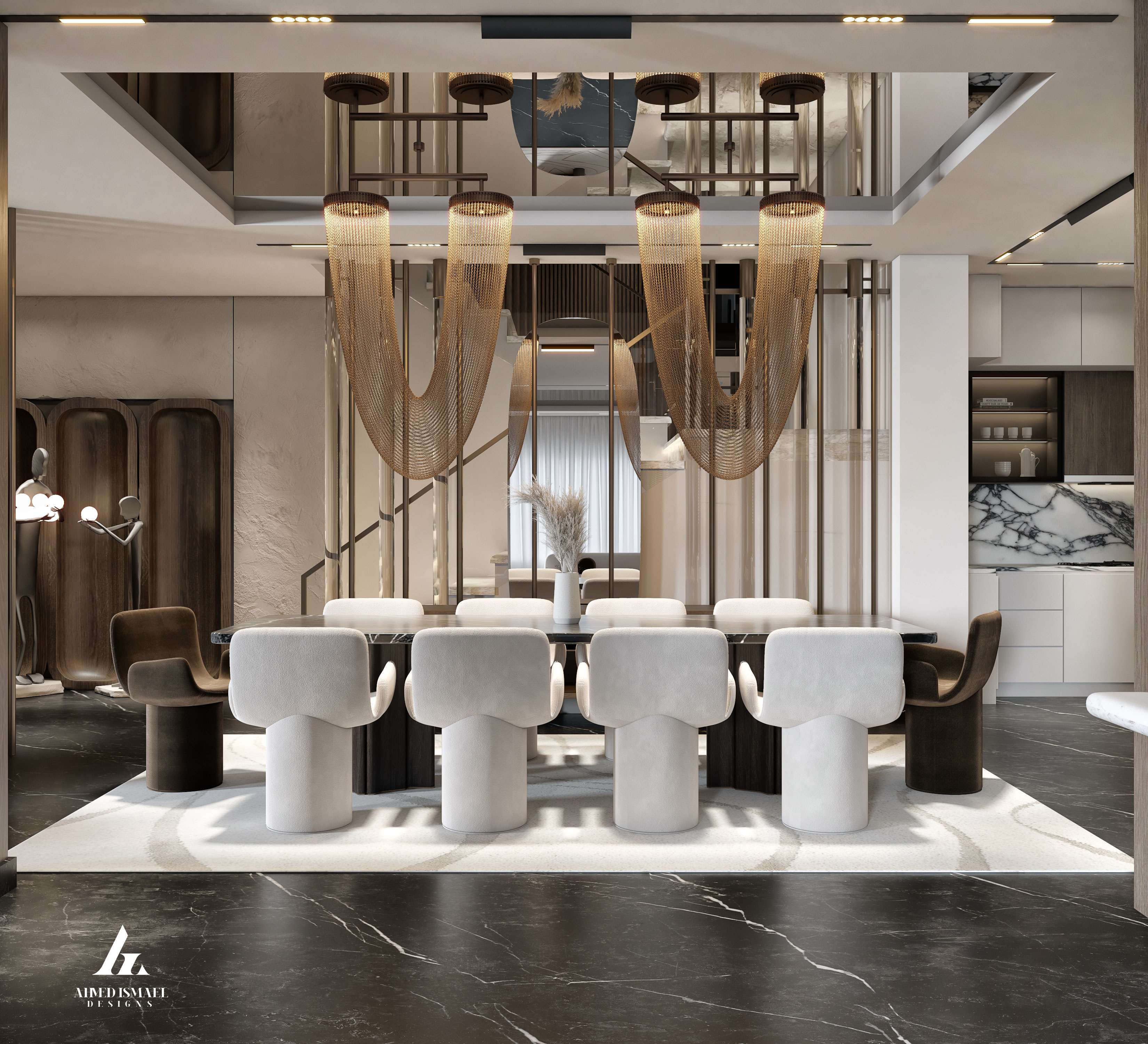 奢华现代接待区设计丨@ahmedismail_designs-11