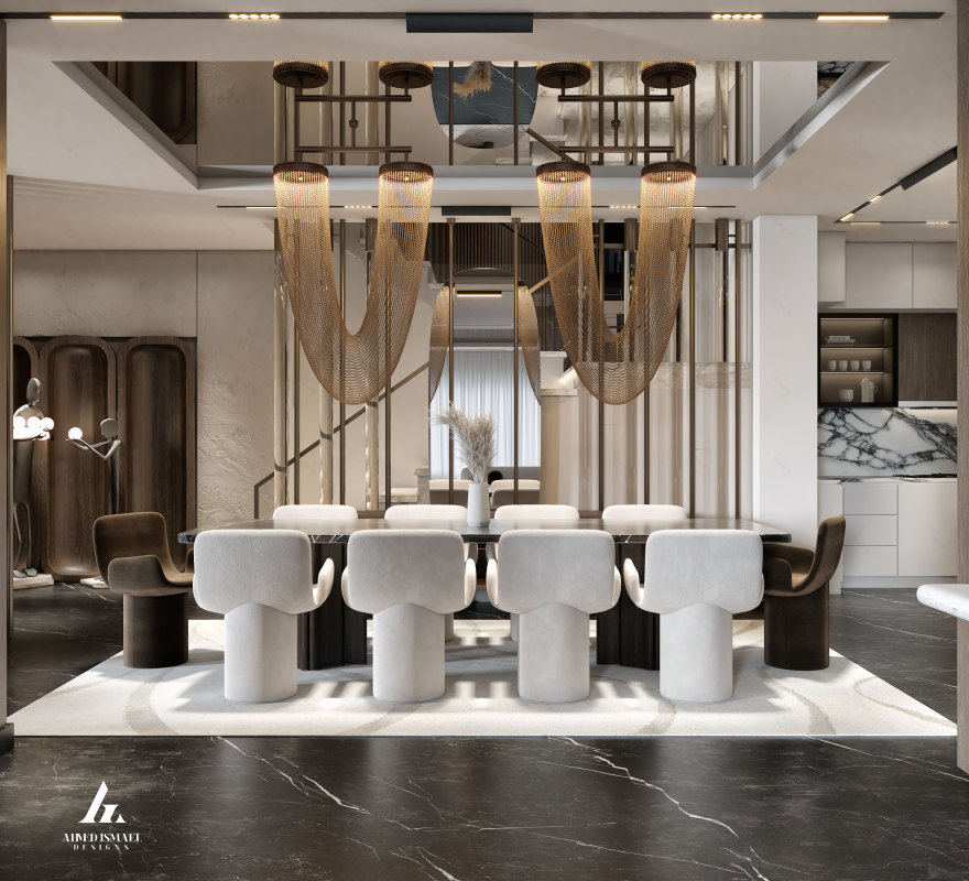 奢华现代接待区设计丨@ahmedismail_designs-11