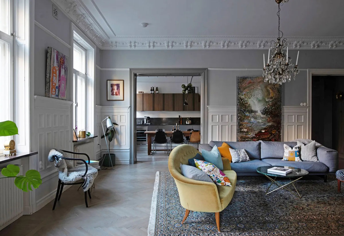 瑞典斯德哥尔摩古典与现代融合的宽敞公寓-1