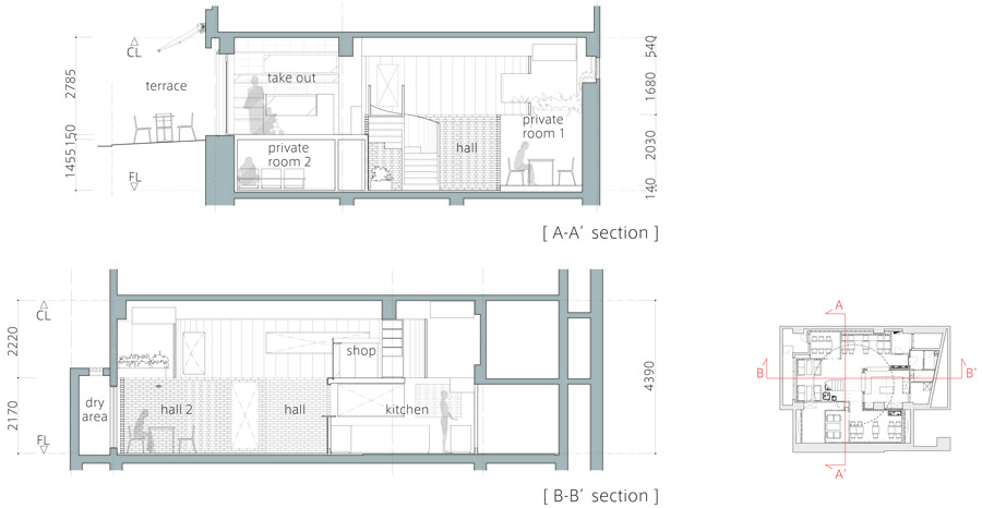 东京半地下有机餐厅,层高 4.39 米的空间魔法-41