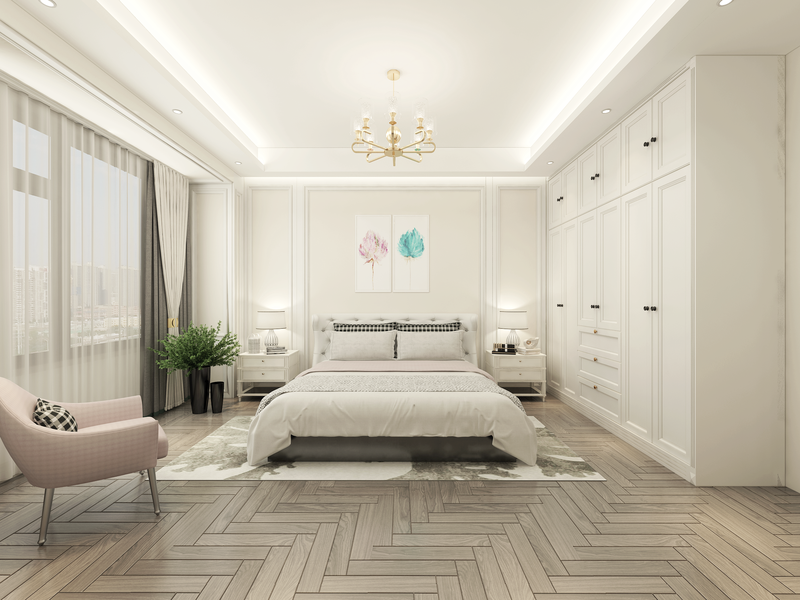 浪漫简约法式白色系一二层空间设计-21