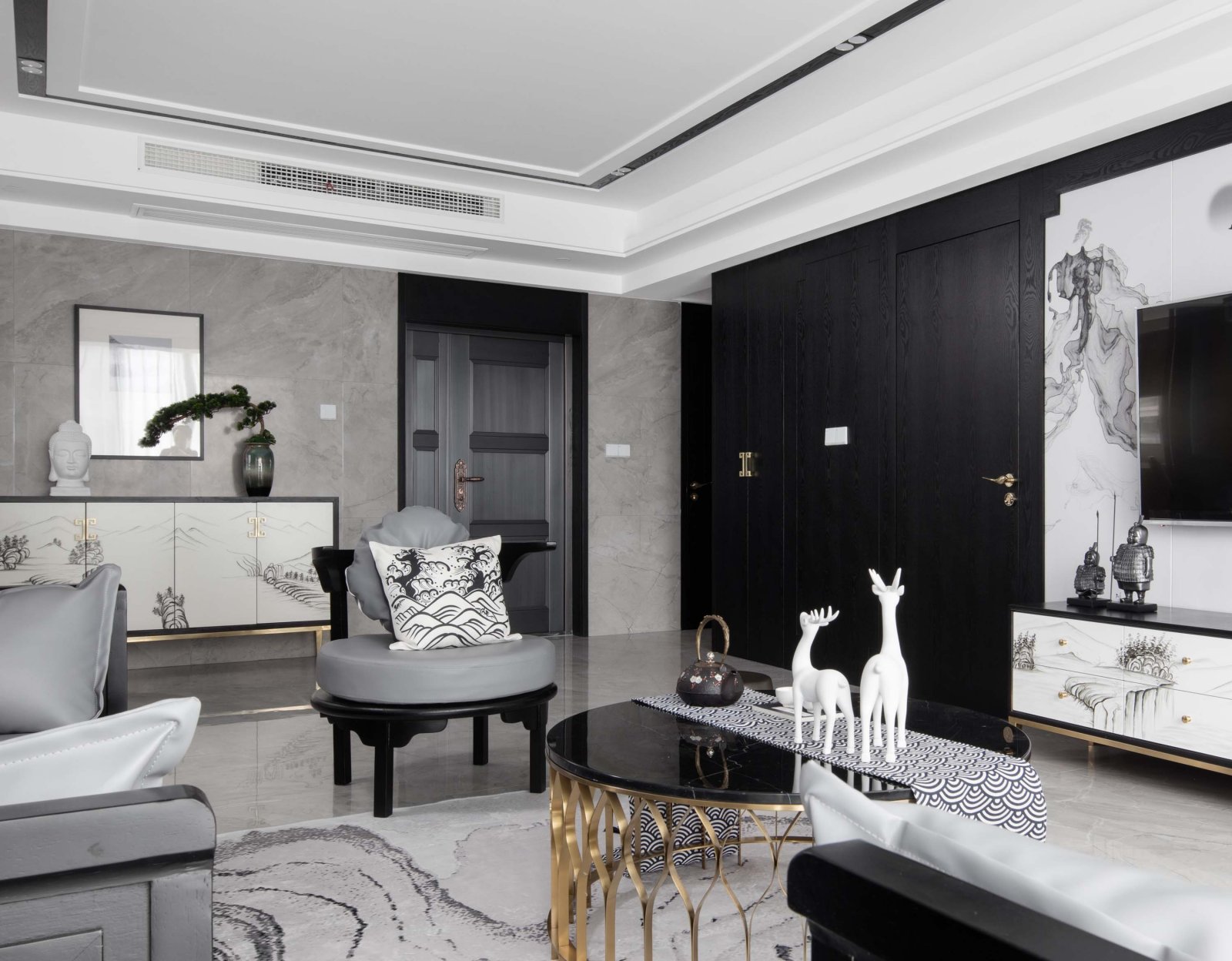 【新中式  瓯越韵】一个关于高级黑的水墨之居-56