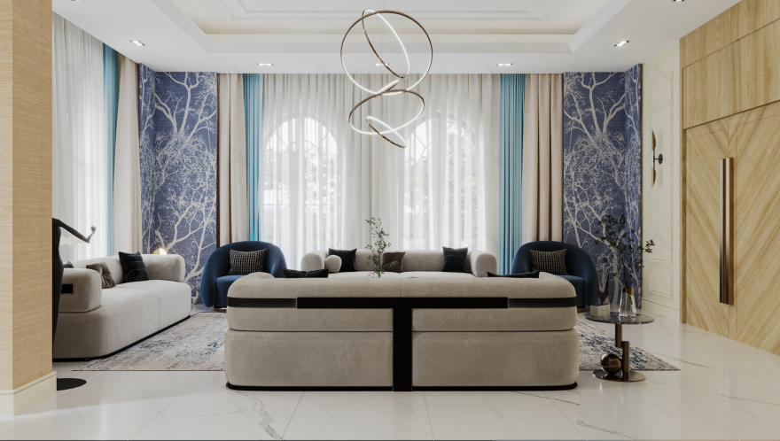 沙特阿拉伯别墅大厅设计丨Palace consturcution-15