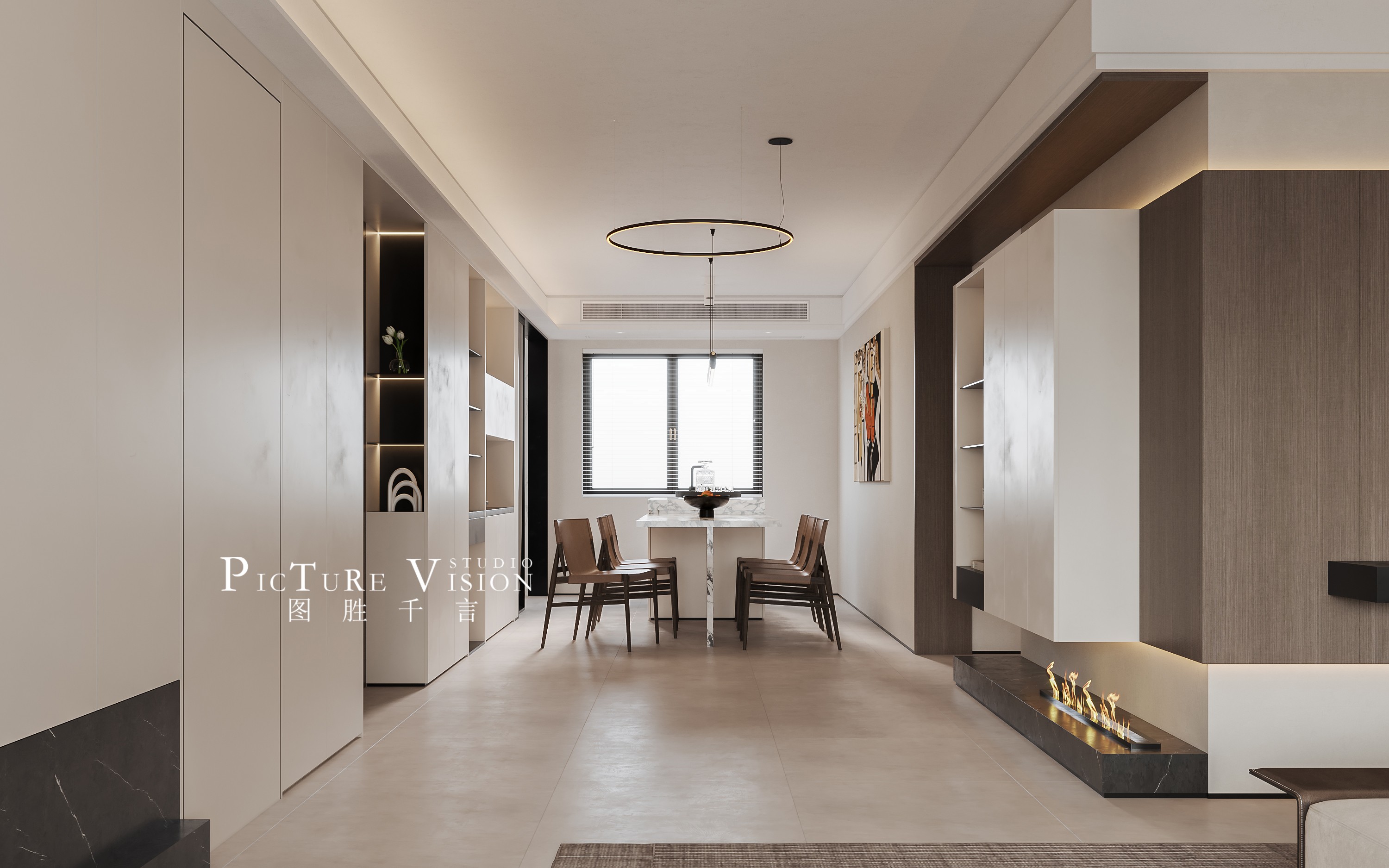 现代奶油风客餐厅丨图胜千言可视化工作室-8