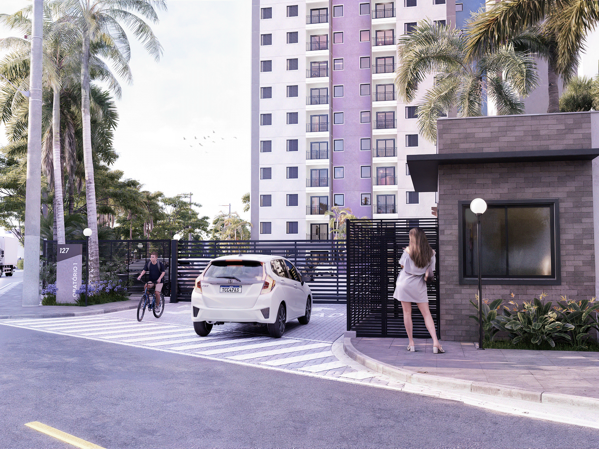 Visualização Arquitetônica: Fachada e Área de Lazer-5