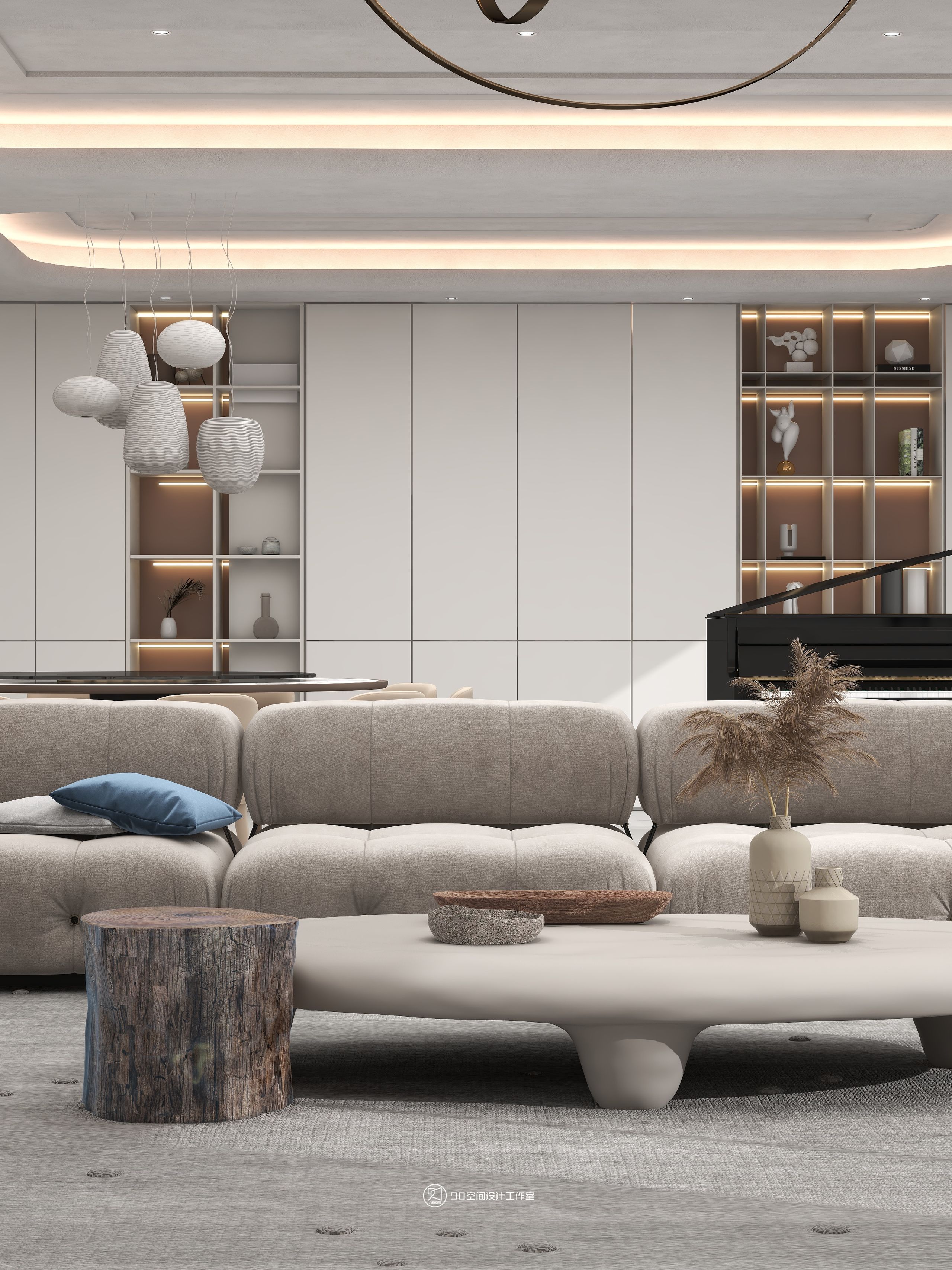 微水泥侘寂风住宅设计丨90 空间设计-3