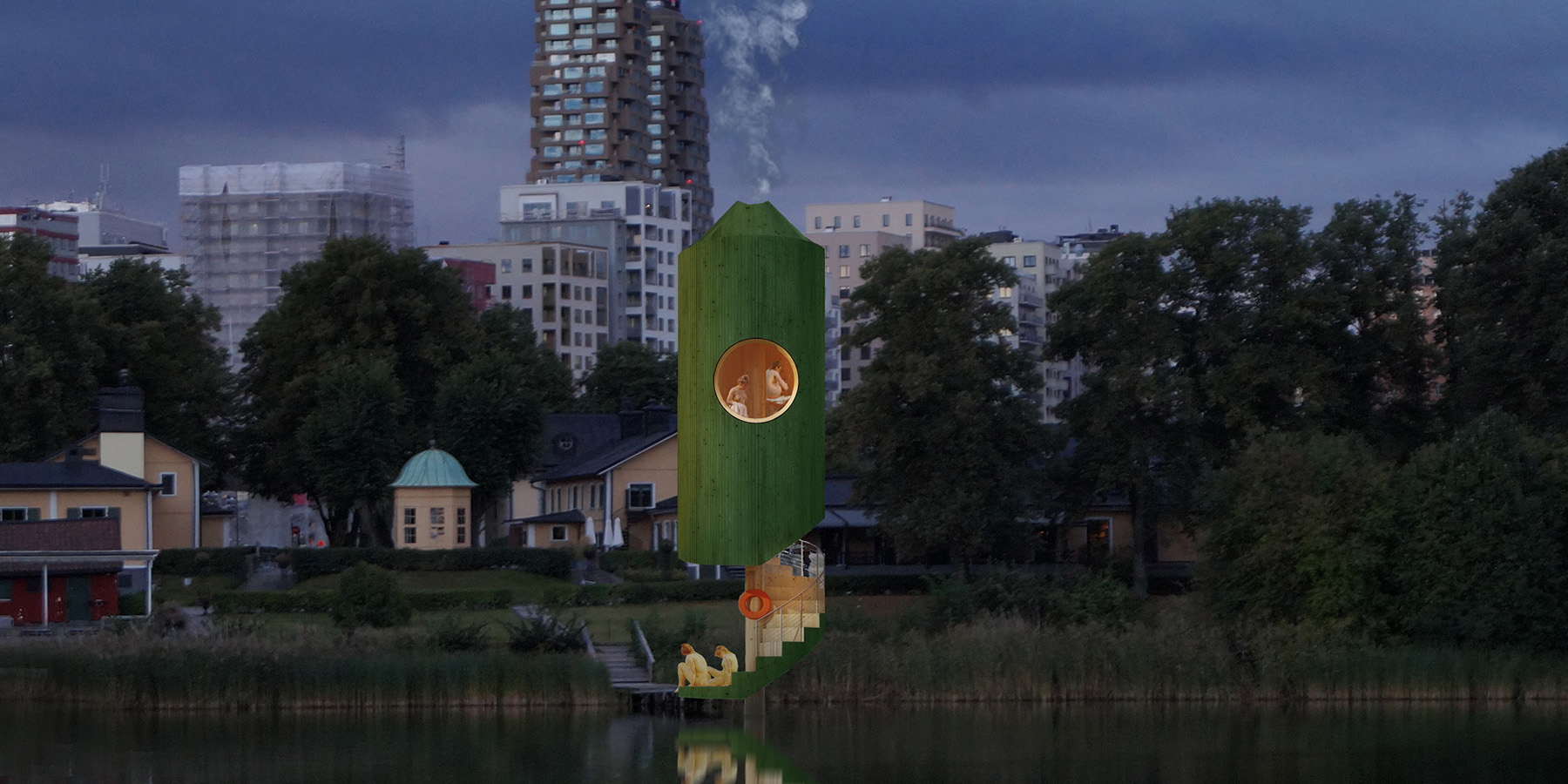 斯德哥尔摩海滨新公共桑拿和桥梁设计-0