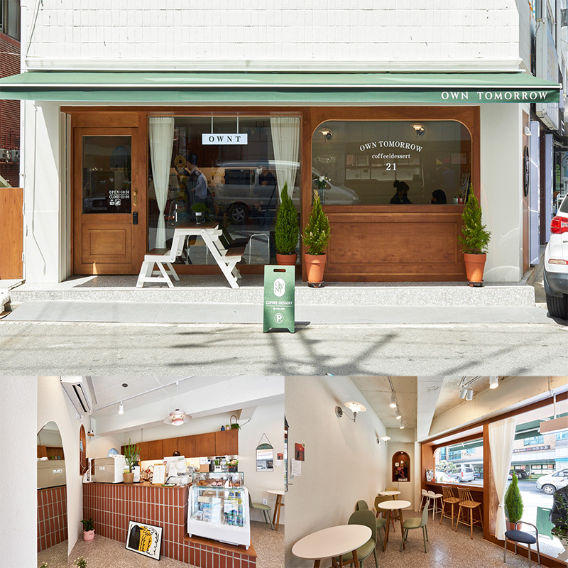 白色与木纹的完美融合 | 10 平米小咖啡厅的极简内饰设计-1