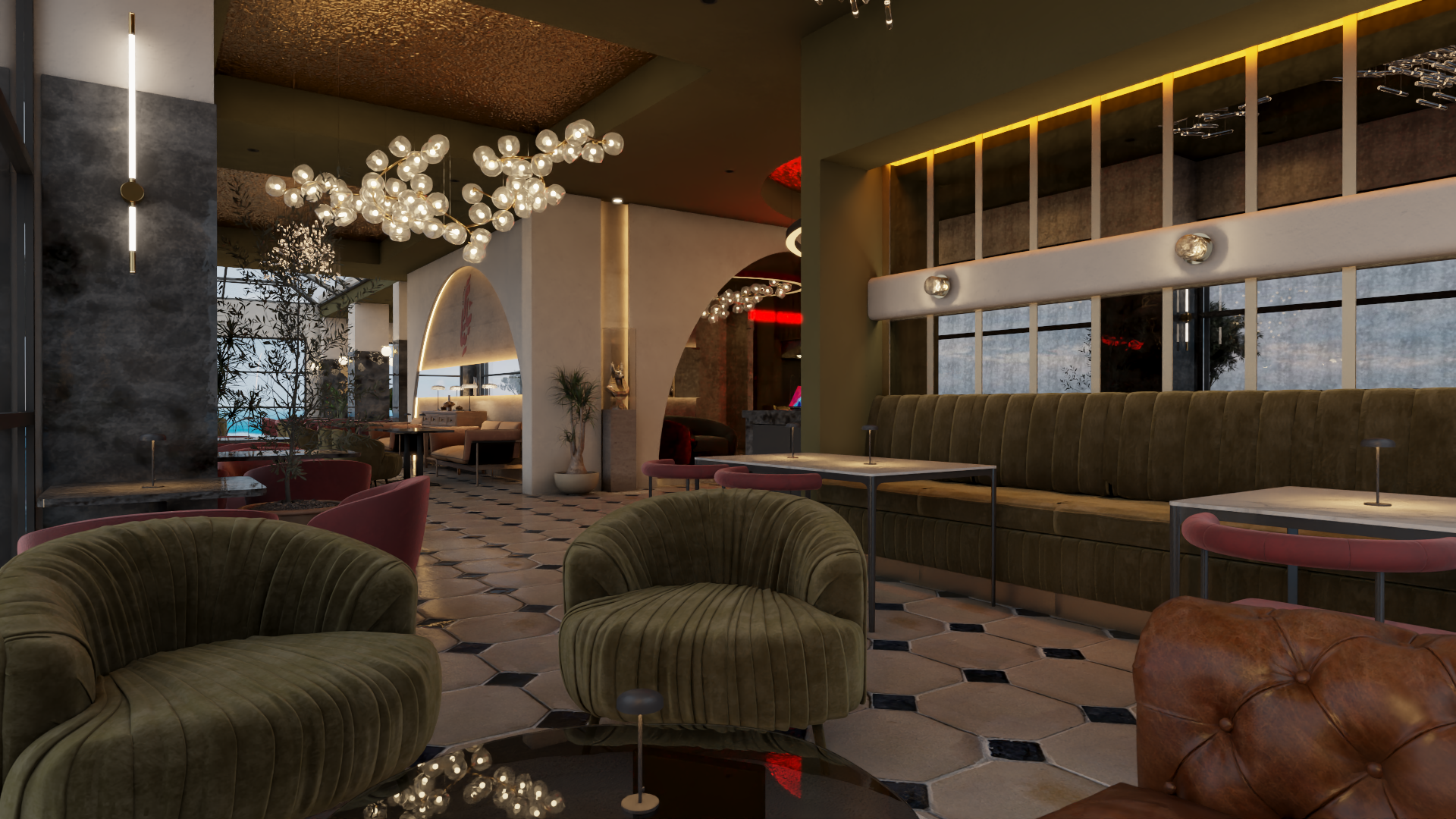 餐厅和水烟休闲室室内设计丨沙特阿拉伯-26