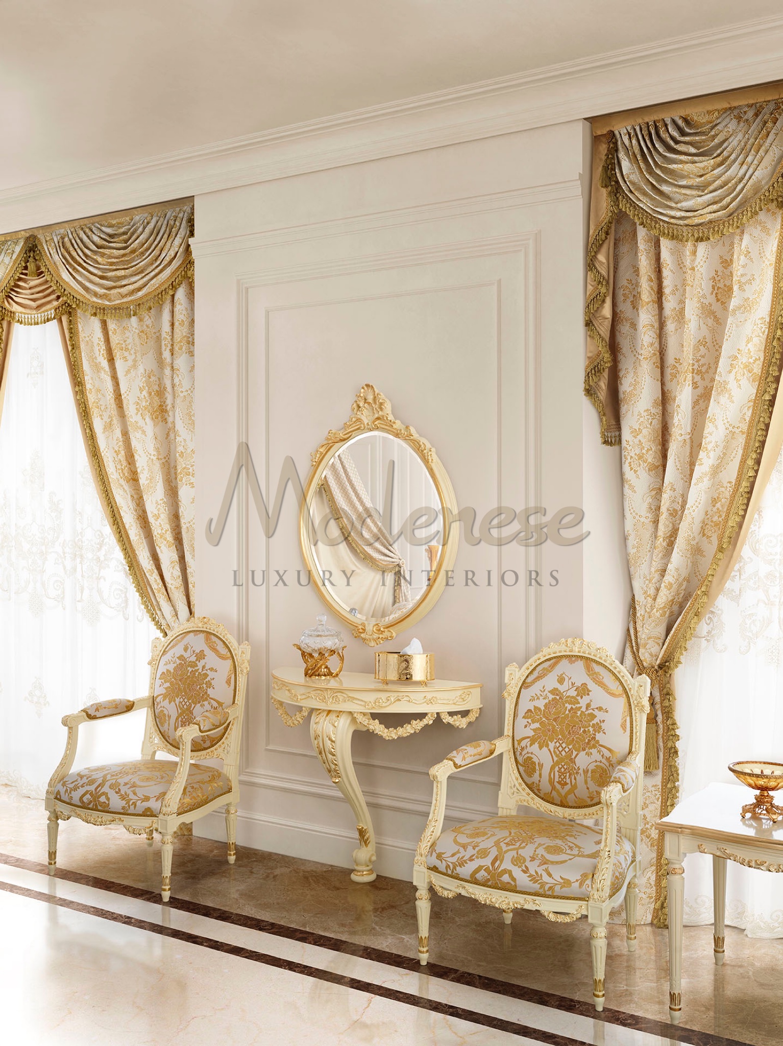 古典米色卧室提升纽约室内设计丨美国纽约丨MODENESE Luxury Interiors-26