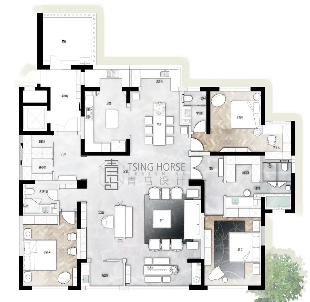湾流新中式雅居，200㎡空间清雅艺术焕新生-41