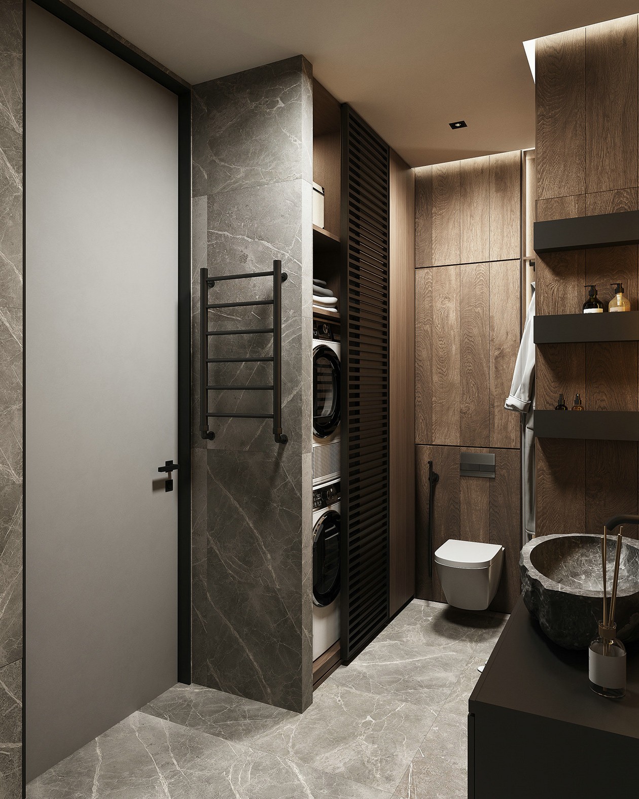 莫斯科87㎡ 暗色系空间设计-18