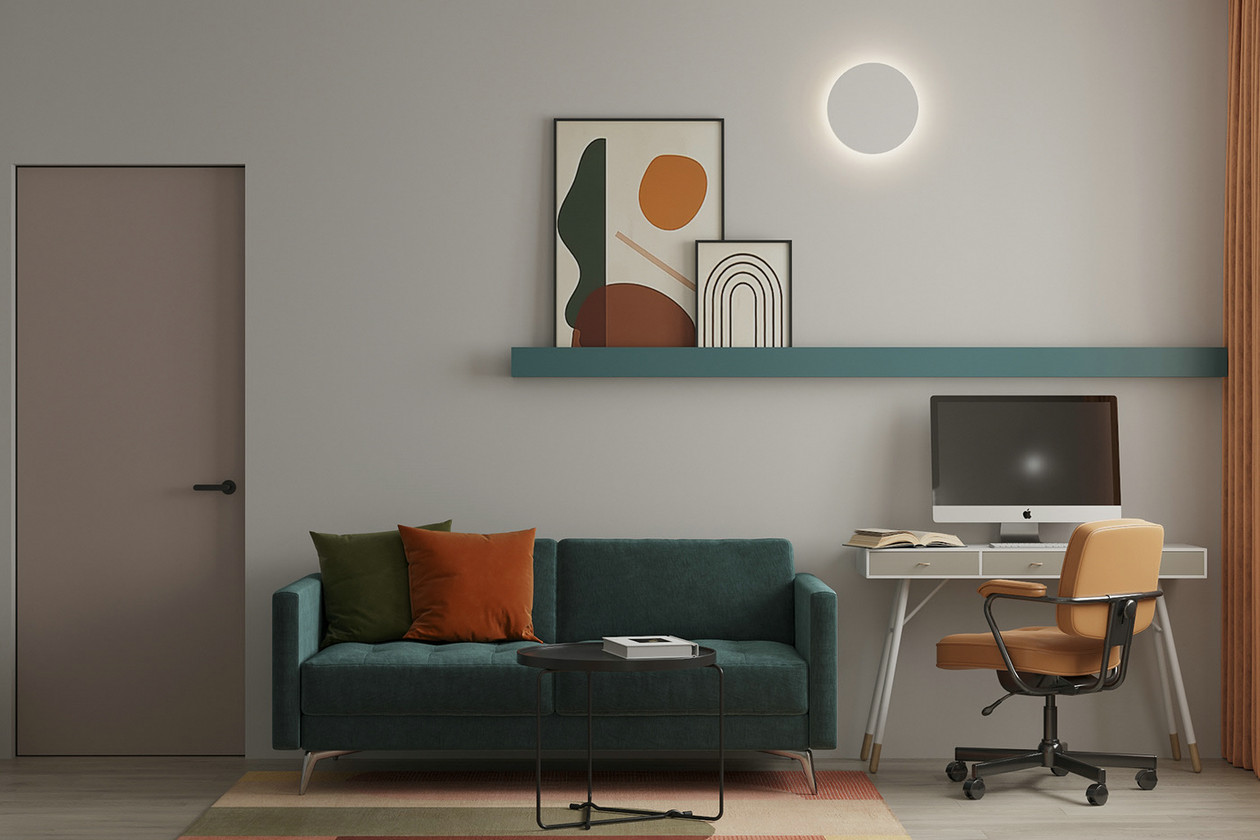 原木搭配活力橙,打造舒适空间感-12