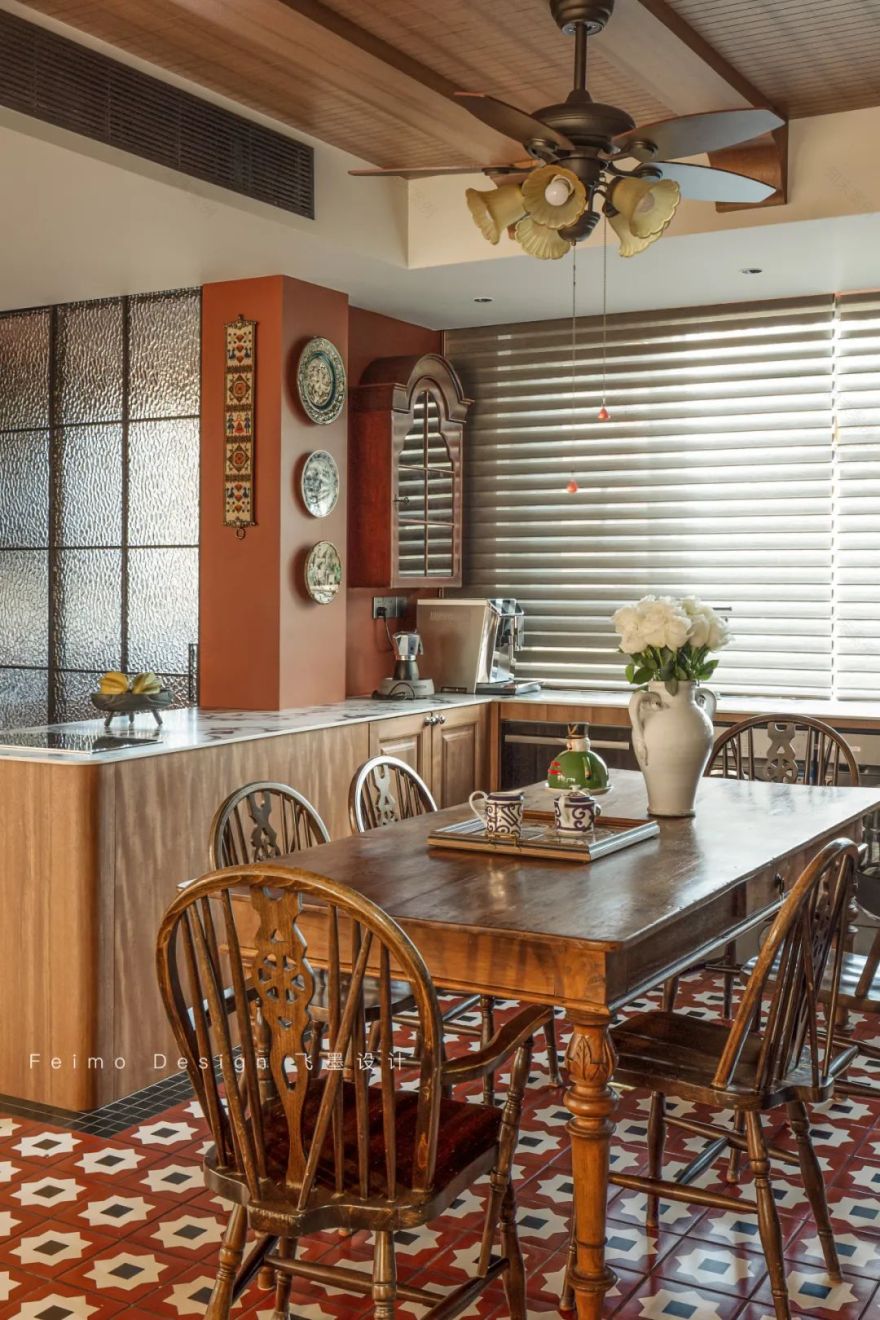 淮南南山里139㎡复古南洋风家居设计,藏身图书馆的定制生活-47