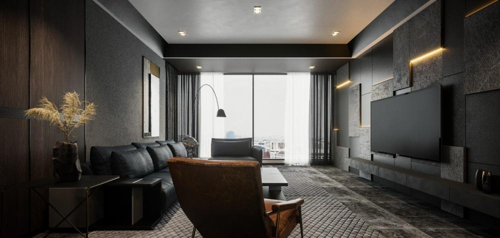 BLACK·后现代轻奢家居,灰色调与橙色系的惊艳碰撞-3