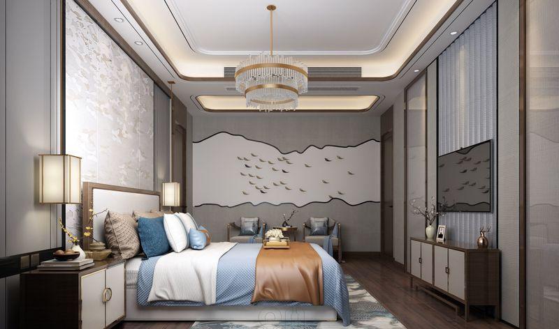 现代中式的对称美学——东方魅影双拼别墅设计-19