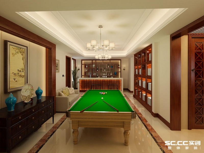 【上海实创装饰】惠南镇富成别墅400平新中式风格老房装修设计-5