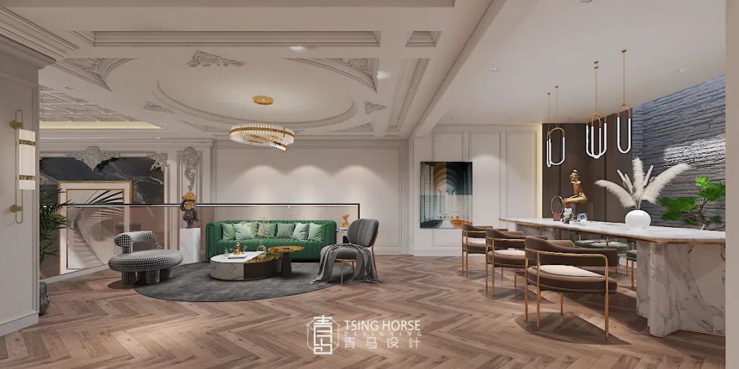 御河上院轻奢格调 | 王清玉 400㎡联排下叠设计-84