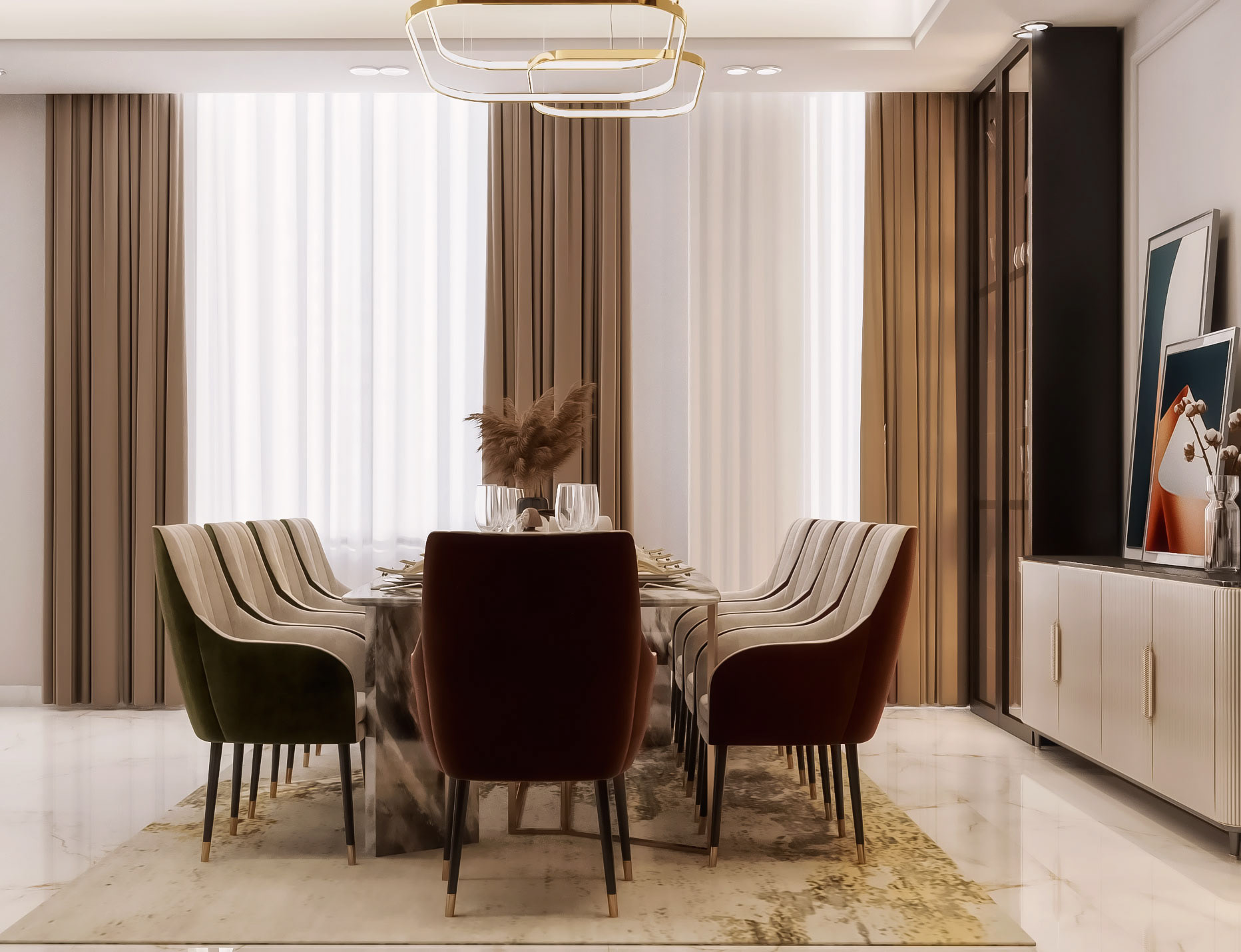 neoclassic living with dining in Kuwait-7
