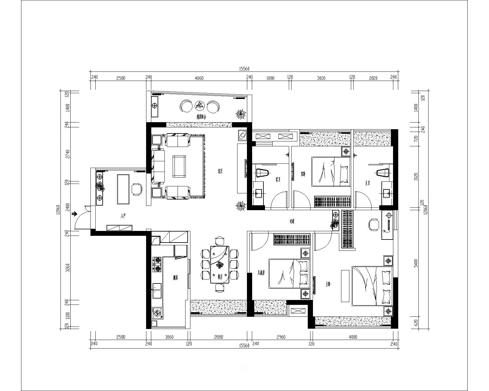 新中式 中式古典 奢华家装别墅样板房-18-45