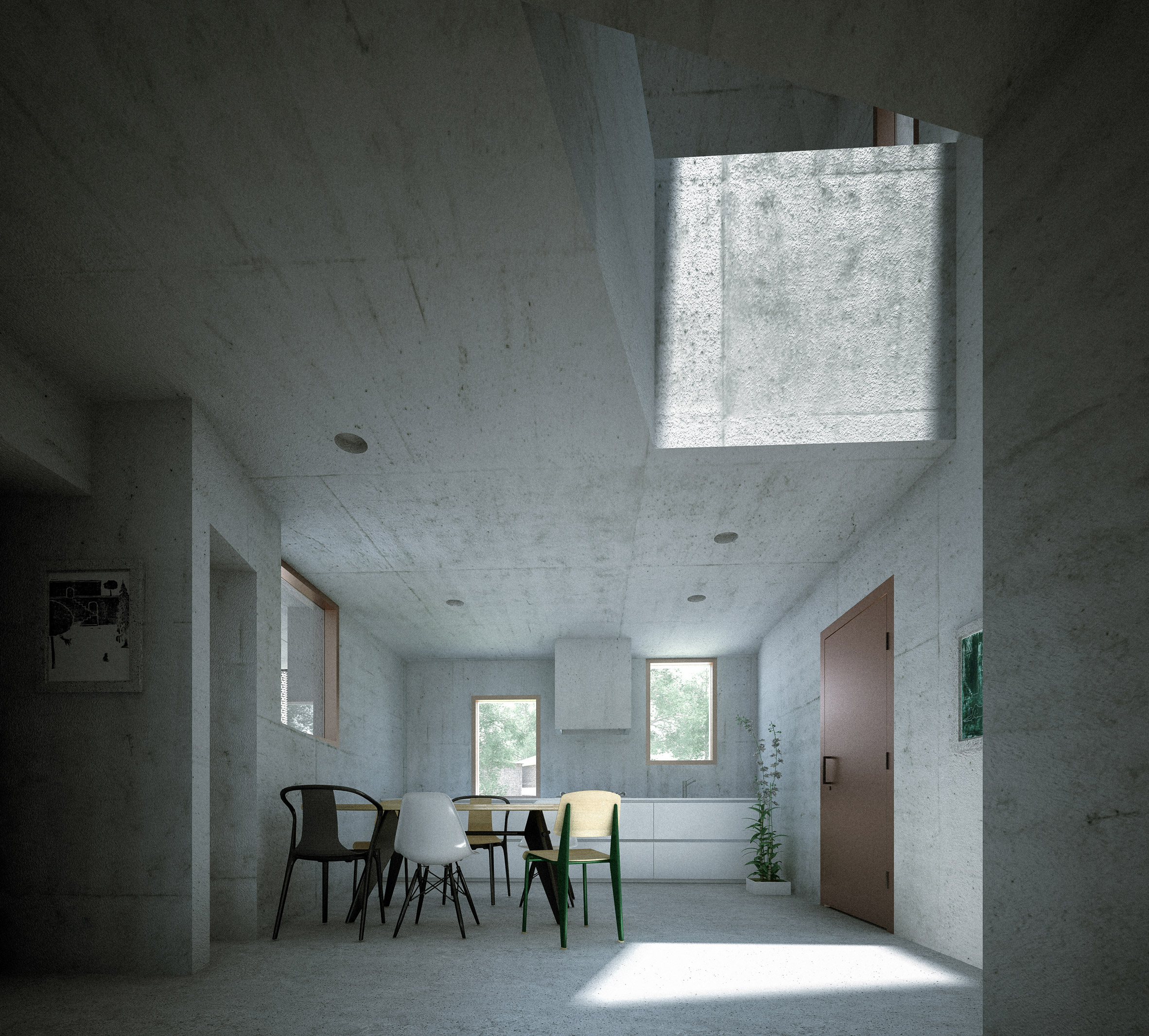 Adrian Phiffer envisions concrete home in Toronto with cutouts and angled walls-6