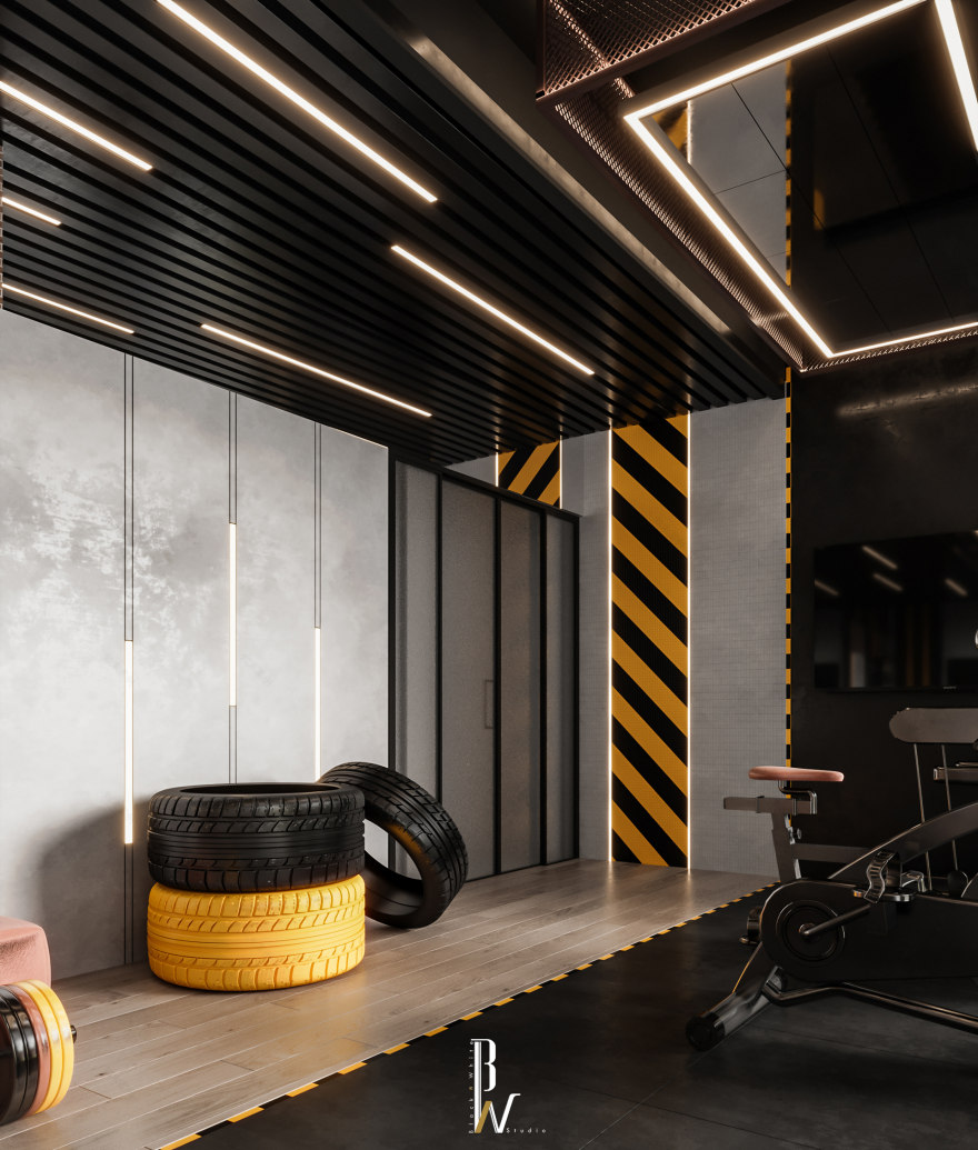 Home Gym 设计丨阿联酋丨Black N White-14