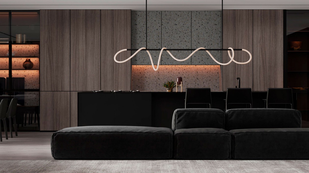 木材、水磨石打造 高级客餐厅空间！-5