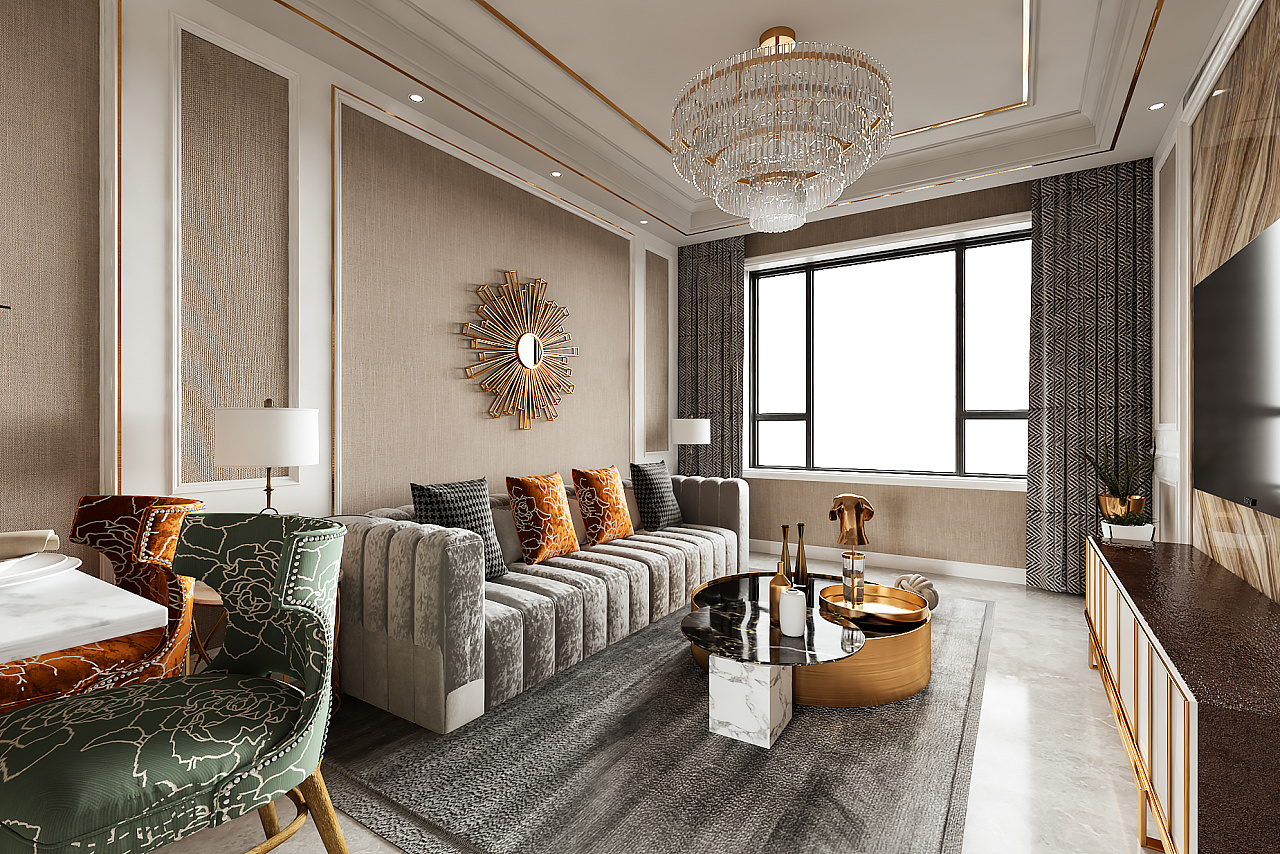 法式轻奢平层设计-24